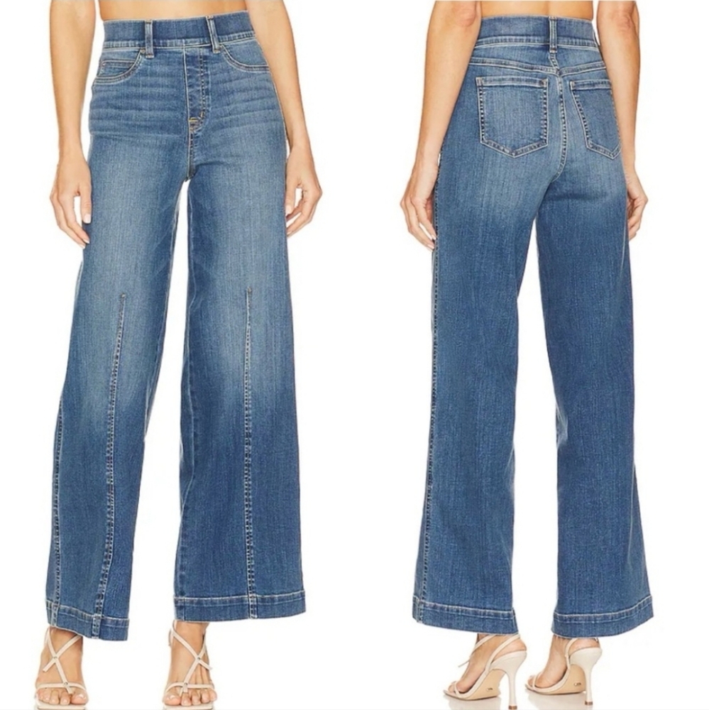 Spanx High Waisted Seamed-Front Wide-Leg Jeans M, 12-14